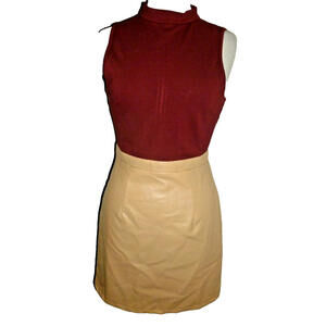 Missguided Faux Leather‎ Bodycon Dress Women 6 Burgundy